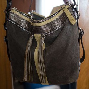 Rough & Tumble Vintage Hoop Hobo Double Zip- Size Small - 3 Way Carry